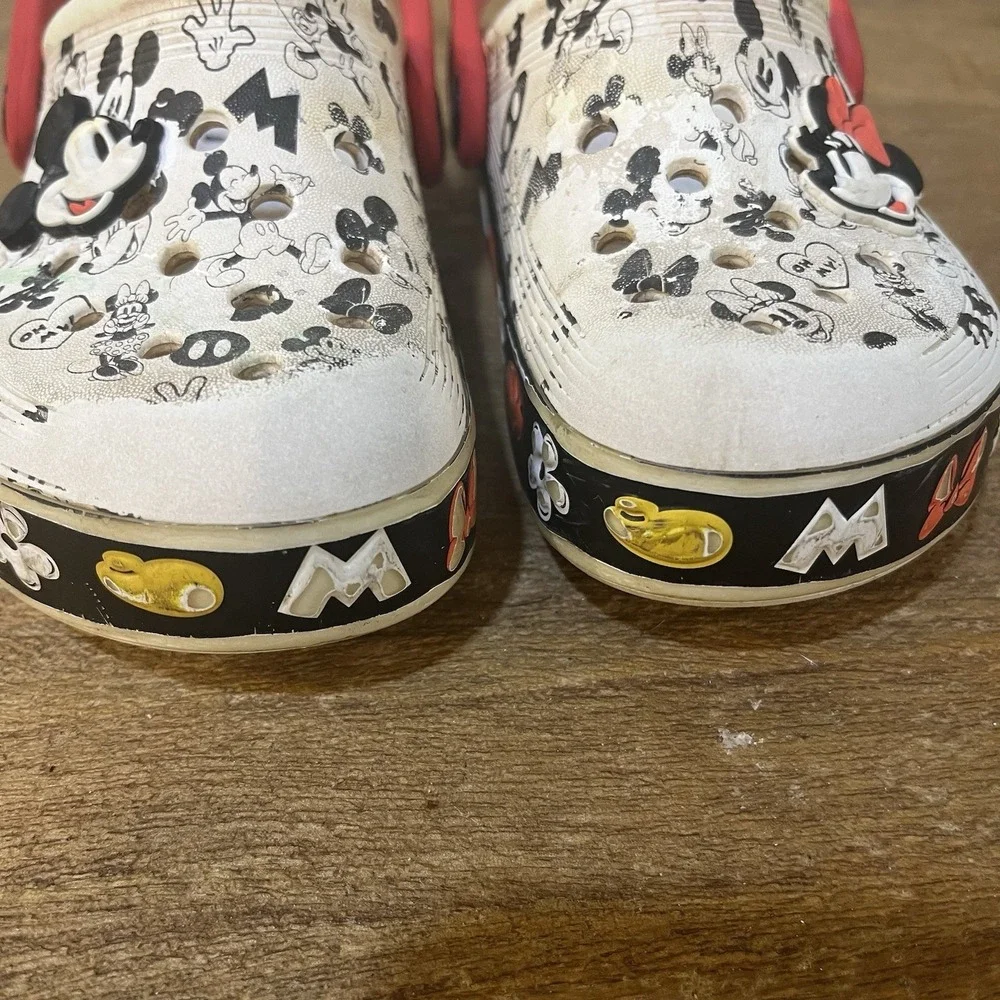 Crocs Disney Mickey Minnie Mouse Kids Clogs C9 White Red Charm Shoes‎